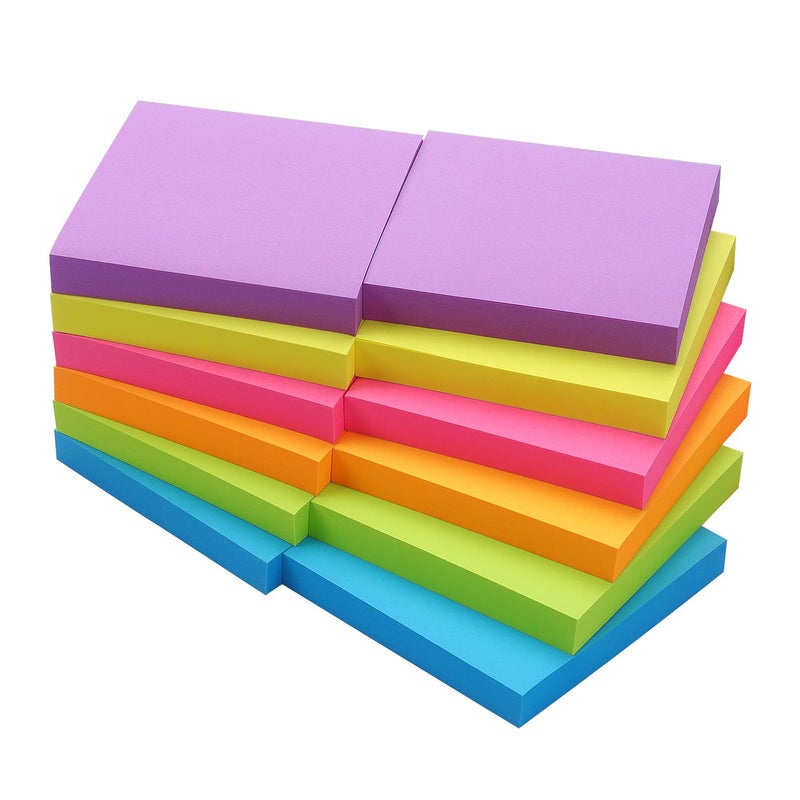 Winner Aura Sticky Notes 3x3 inch, Bright Colors Self-Stick Pads, 12 Pads/Pack, 100 Sheets/Pad, Total 1200 Sheets - Image 1